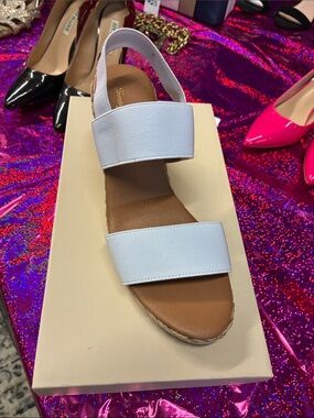 Steve Madden White Two-Band Slingback Espadrille Sandal
